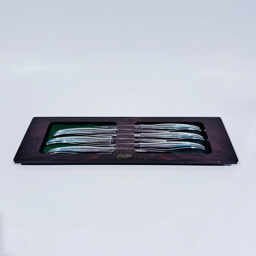 Vintage Carvel Hall Steak Knives Set‎ Of 6 W Display Stainless Steel Made In USA